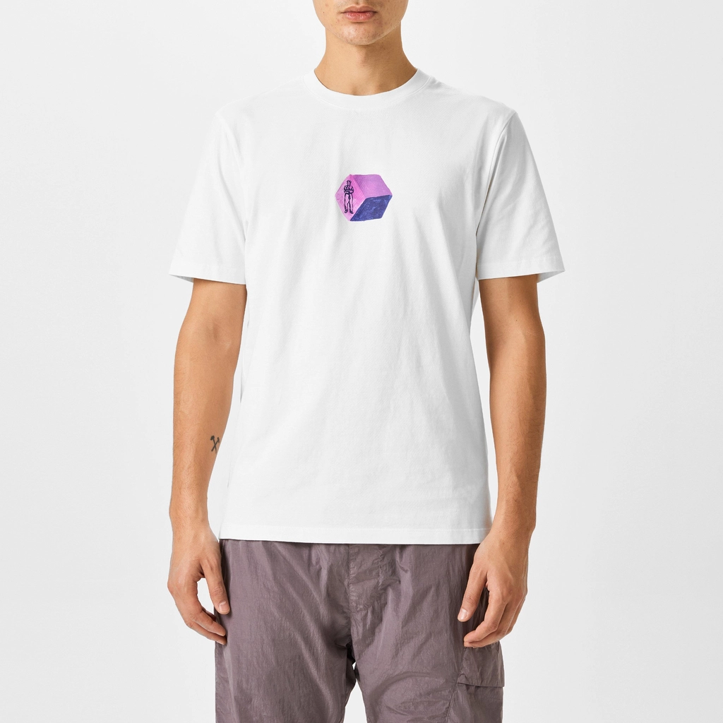 CP Company 30 1 Jersey Logo Graphic T Shirt - Gauze White 103